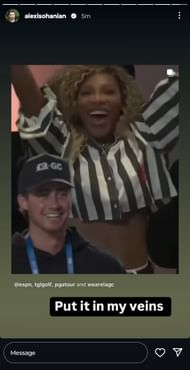 Williams' husband Ohanian's Instagram Story featuring the tennis legend celebrating LAGC's TGL win against New York (Source: Instagram/Alexis Ohanian)